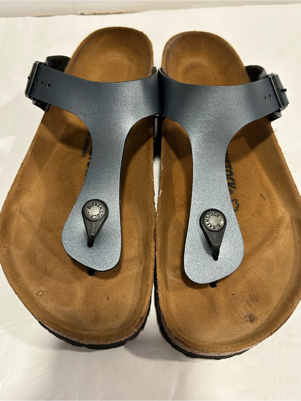 Birkenstock Gizeh Thong Sandals Gunmetal Birko-Flor Cork Footbed EU41 (Women 10) - Picture 6 of 12